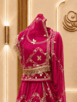 Raina Satin Rajputi Poshak - Cherry - Image 3