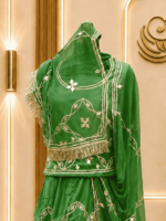 Raina Satin Rajputi Poshak - Green - Image 3