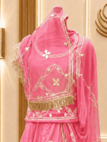 Raina Satin Rajputi Poshak - Rose Pink - Image 3