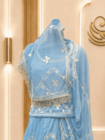 Raina Satin Rajputi Poshak - Sky Blue - Image 3