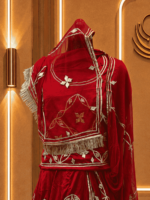 Raina Satin Rajputi Poshak - Red - Image 3