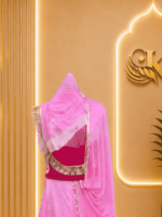 Rekha Satin Rajputi Poshak - Pink - Image 3