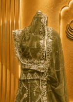Aarti Semi Pure Rajputi Poshak - Olive Green - Image 3