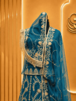 Aarti Semi Pure Rajputi Poshak -Teal Blue - Image 3