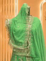 Chandni Fendy Silk Rajputi Poshak- Light Green - Image 3