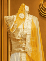 Anjali Satin Rajputi Poshak - Yellow - Image 3