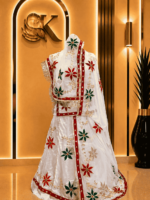 Ragini Satin Rajputi Poshak - White