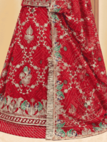 Red Chundri Semi Pure Rajputi Poshak 2 - Image 2