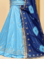 Latika Satin Rajputi Poshak - L sky blue - Image 2