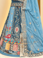 Nidhi Gold Crush Rajputi Poshak- Teal Blue - Image 2