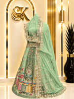 Nidhi Gold Crush Rajputi Poshak- Elaichi Green