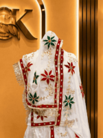 Ragini Satin Rajputi Poshak - White - Image 3