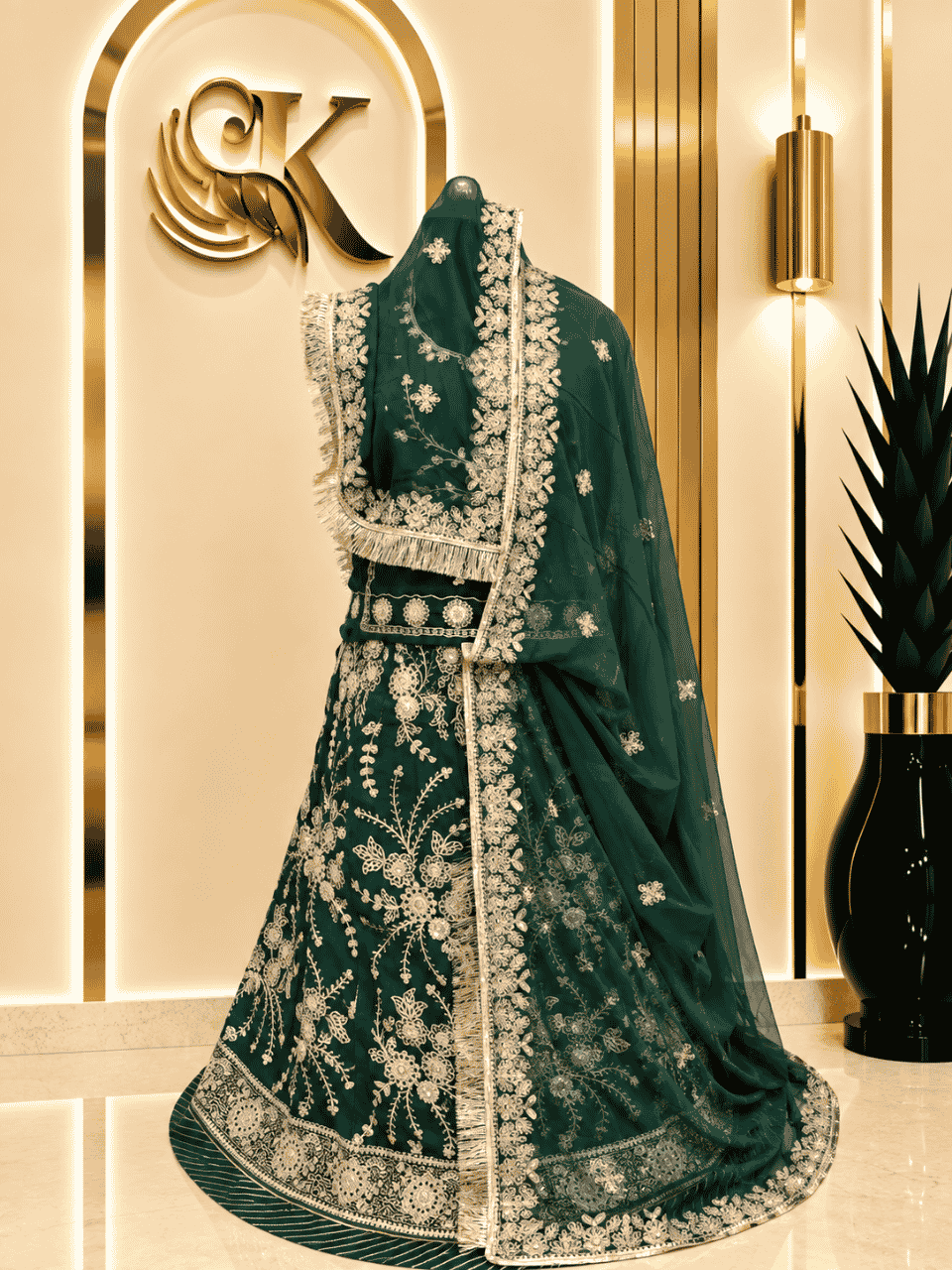 untitled-design-2-376 Rashmi Semi Pure Rajputi Poshak- Green - Image 1