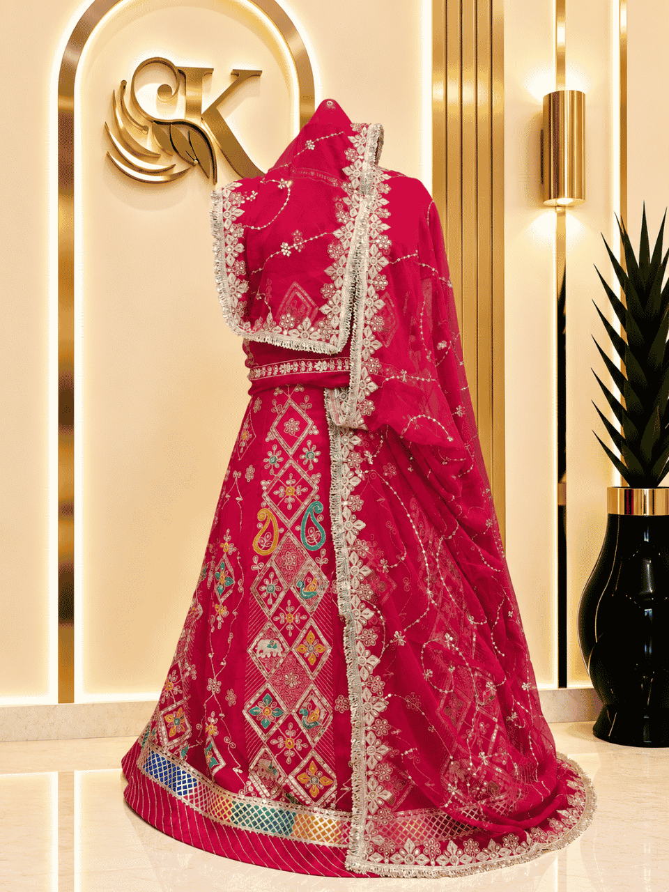 untitled-design-2-393 Supriya Semi Pure Rajputi Poshak- Red - Image 1