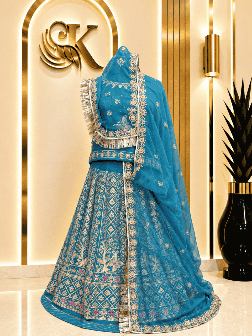 untitled-design-2-398 Priya Semi Pure Rajputi Poshak- Rama Green - Image 1