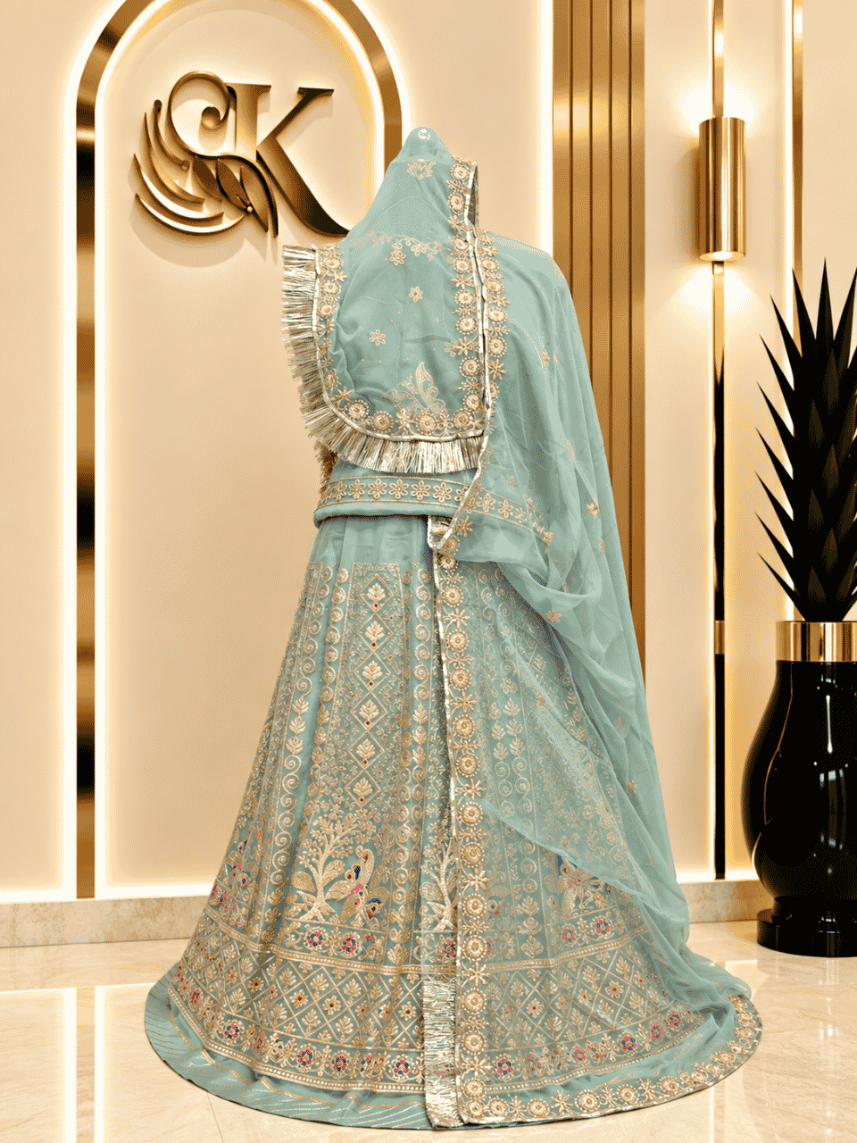 untitled-design-2-401 Priya Semi Pure Rajputi Poshak- Elaichi Green - Image 1