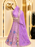 Chandan Fendy Silk Rajputi Poshak- Levender