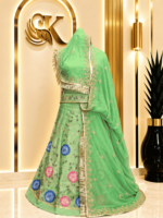 Chandan Fendy Silk Rajputi Poshak- Elaichi Green