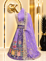 Nidhi Gold Crush Rajputi Poshak- Levender