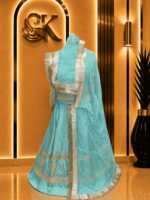 Kanika Satin Rajputi Poshak - Sea Green