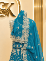 Rashmi Semi Pure Rajputi Poshak- Rama Green - Image 3
